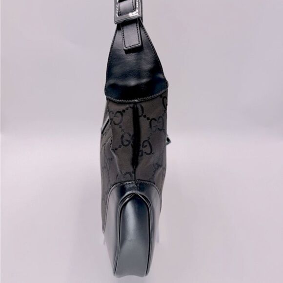 Auth Gucci Supreme Dark Brown Nylon Leather Trim Jackie Shoulder Bag Preloved Ex - Picture 7 of 16